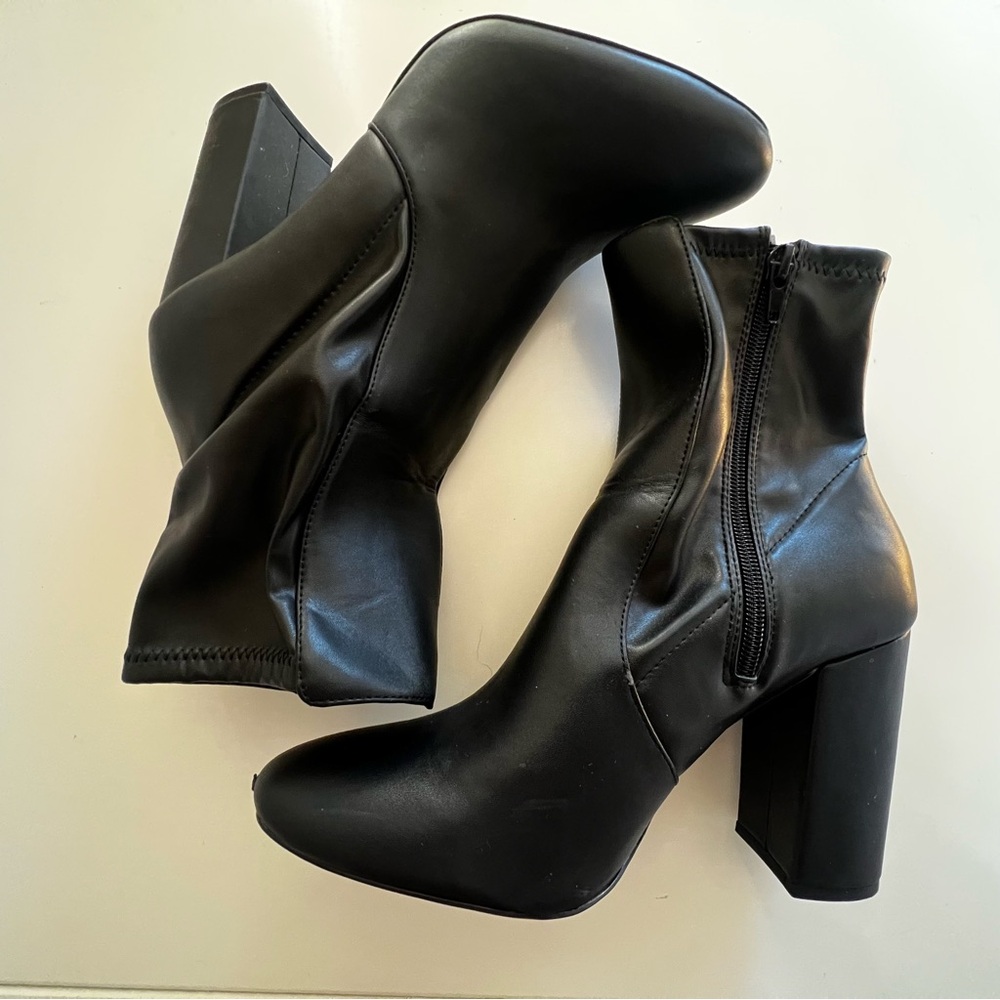 ALDO Black Faux Leather Ankle Boots